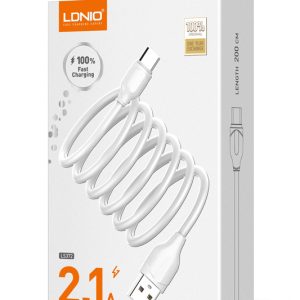 LDNIO καλώδιο USB-C σε USB LS372, 10.5W, 2m, λευκό 3 2m
