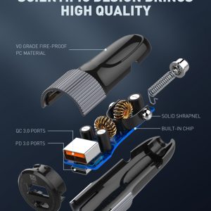 LDNIO φορτιστής αυτοκινήτου C510Q με καλώδιο, USB & USB-C, 38W, μαύρος 4 μαύρος