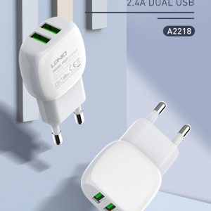 LDNIO φορτιστής τοίχου A2218 με καλώδιο USB-C, 2x USB, 12W, λευκός 3 12W