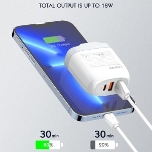 LDNIO φορτιστής τοίχου A3511Q με καλώδιο, USB-C/2x USB, 65W, GaN, λευκός 4 GaN