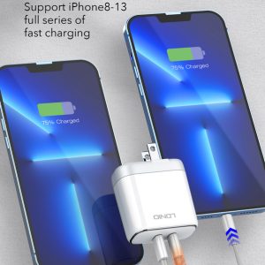 LDNIO φορτιστής τοίχου A2528M με καλώδιο, 2x USB-C, 35W, MFi, λευκό 3 35W