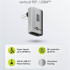 GOOBAY αντάπτορας USB-C 74442, γωνιακός 90°, USB4, 240W, 40Gbps, 8K, γκρι 4 240W