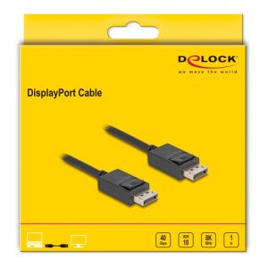 DELOCK καλώδιο DisplayPort 2.1 80492, 8K/60Hz 4K/120Hz 40 Gbps 1m, μαύρο 3 μαύρο