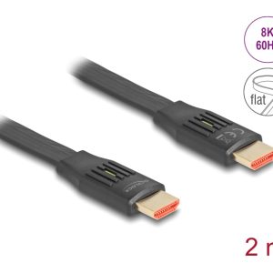 DELOCK καλώδιο HDMI 81002, flat, 8K/60Hz, 48 Gbps, eARC, HDR, 2m, μαύρο 3 8K/60Hz