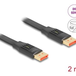 DELOCK καλώδιο DisplayPort 81006, flat, 8K/60Hz 32.4 Gbps HDR, 2m, μαύρο 3 8K/60Hz 32.4 Gbps HDR