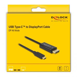 DELOCK καλώδιο USB-C σε DisplayPort 85255, DP Alt Mode, 4K, 1m, μαύρο 3 4K