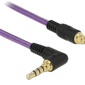 DELOCK καλώδιο Jack stereo σε Jack stereo 4pin 3.5mm, 90°, μωβ, 1m