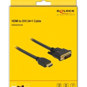 DELOCK καλώδιο HDMI σε DVI 85653, 2K/60Hz, 7.92 Gbps, 1.5m, μαύρο 3 7.92 Gbps