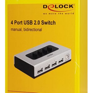 DELOCK USB switch 87762 σε USB Type B, 4 σε 1, bidirectional, ασημί 3 bidirectional