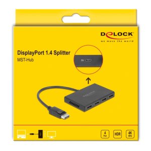 DELOCK DisplayPort splitter 87794, 4 σε 1, Dual Mode, 4K, μαύρο 4 4K