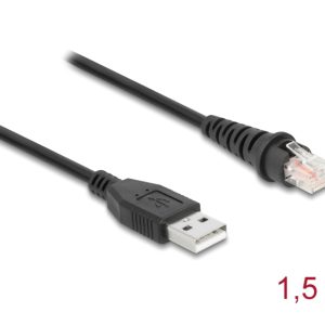 DELOCK καλώδιο USB σε RJ50 90598 για barcode scanner, 1.5m, μαύρο 2 1.5m