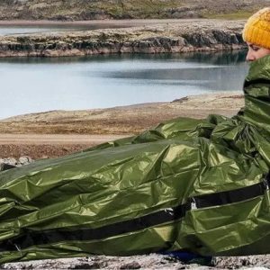 Θερμική κουβέρτα επιβίωσης AG404D με σφυρίχτρα, 90x200cm, πράσινη 2 90x200cm