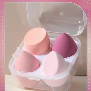 Σφουγγαράκια μακιγιάζ AG597 με θήκη, 40x60mm, διάφορα σχήματα, 4τμχ 3 διάφορα σχήματα