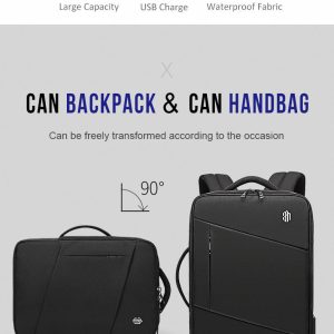 ARCTIC HUNTER τσάντα πλάτης B00345 με θήκη laptop 15.6", USB, 19-32L, μαύρη 4 B00345 BK 2