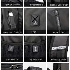 ARCTIC HUNTER τσάντα πλάτης B00388 με θήκη laptop 15.6", USB, 27L, γκρι 3 27L