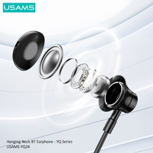 USAMS earphones YQ24 με μαγνήτη, Bluetooth, 130mAh, μαύρα 3 130mAh