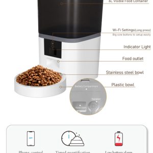 BRUNO smart ταΐστρα κατοικίδιων BRN-0147, αυτόματη, 6L, Wi-Fi, λευκή 3 6L