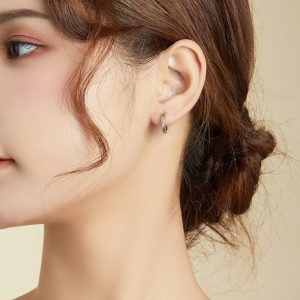 BAMOER σκουλαρίκια κρίκοι BSE459, κυβική ζιρκόνια, ασήμι 925, ασημί 4 ασημί