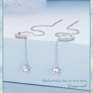 BAMOER σκουλαρίκια κρεμαστά BSE830 με κυβική ζιρκόνια, ασήμι 925, ασημί 3 ασημί