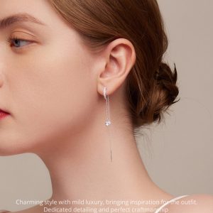 BAMOER σκουλαρίκια κρεμαστά BSE830 με κυβική ζιρκόνια, ασήμι 925, ασημί 2 ασήμι 925