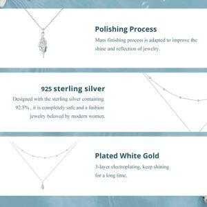 BAMOER κολιέ BSN387, δυο σειρών, σχήμα κοχύλι, ασήμι 925, ασημί 4 ασήμι 925