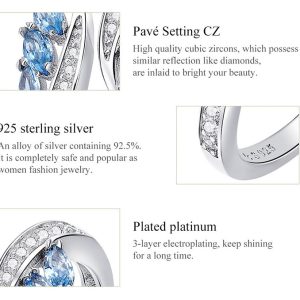 BAMOER δαχτυλίδι BSR005, κυβική ζιρκόνια, ανοιγόμενο, ασήμι 925, ασημί 3 ανοιγόμενο