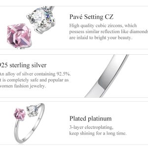 BAMOER δαχτυλίδι BSR291, κυβική ζιρκόνια, ανοιγόμενο, ασήμι 925, ασημί 3 ανοιγόμενο