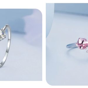 BAMOER δαχτυλίδι BSR291, κυβική ζιρκόνια, ανοιγόμενο, ασήμι 925, ασημί 4 ασήμι 925