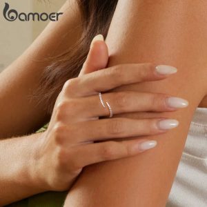 BAMOER δαχτυλίδι BSR470-AE, κυβική ζιρκόνια, ανοιγόμενο, ασήμι 925 ασημί 3 ανοιγόμενο