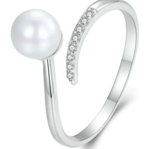 BAMOER δαχτυλίδι BSR497-E με πέρλα & ζιρκόνια