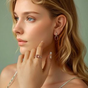 BAMOER δαχτυλίδι BSR598-E με ροζ διάφανο κρύσταλλο, ανοιγόμενο, ασήμι 925, ασημί 4 ασημί