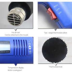 BEST Πιστόλι θερμού αέρα BST-8016D, LCD, 1600W, μπλε 3 1600W