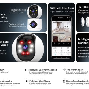 VSTARCAM smart κάμερα C992DR, 3MP, dual lens, Wi-Fi, PTZ, SD 3 dual lens