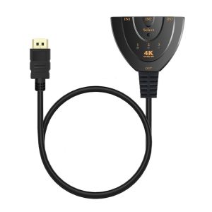 POWERTECH HDMI Switch CAB-H077, 3 σε 1, 4K, 0.50m, μαύρο