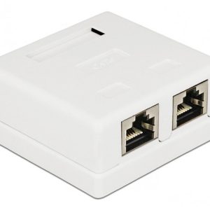 POWERTECH επιτοίχια πρίζα δικτύου CAB-N130, 2 θυρών, Cat.6 UTP, λευκή