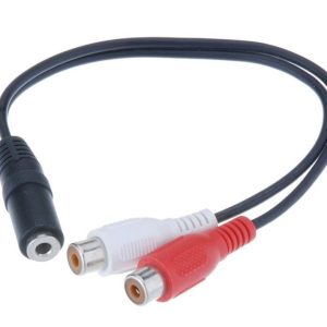 POWERTECH καλώδιο 3.5mm θηλυκό σε 2x RCA θηλυκό CAB-R012 0.20m, μαύρο