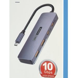 POWERTECH USB hub CAB-UC082, 4x θυρών, 10Gbps, USB-C σύνδεση, γκρι 3 10Gbps