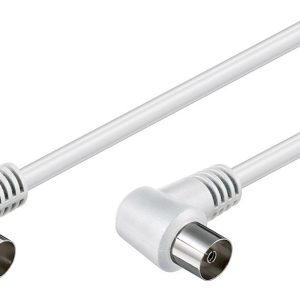 POWERTECH καλώδιο κεραίας CAB-V003, αρσενικό σε θηλυκό, 90°, 1.5m, λευκό