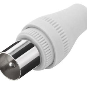 POWERTECH βύσμα PAL 9.5mm αρσενικό CAB-V011 για TV, λευκό, 5τμχ