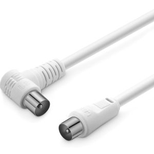 POWERTECH καλώδιο κεραίας CAB-V029, αρσενικό, γωνιακό 90°, 1.5m, λευκό