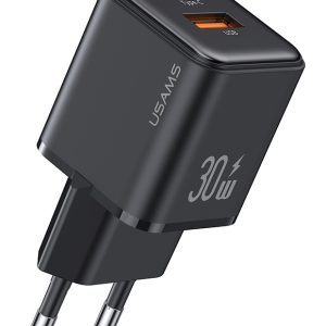 USAMS φορτιστής τοίχου US-CC189, USB & USB-C, 30W PD, μαύρος 1 USAMS φορτιστής τοίχου US-CC189