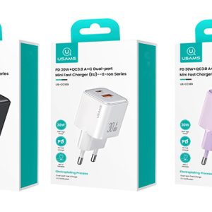 USAMS φορτιστής τοίχου US-CC189, USB & USB-C, 30W PD, λευκός 4 λευκός