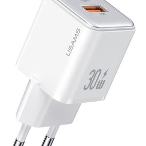 USAMS φορτιστής τοίχου US-CC189, USB & USB-C, 30W PD, λευκός 1 USAMS φορτιστής τοίχου US-CC189