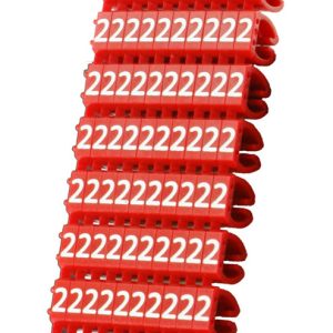 POWERTECH Clip αρίθμησης καλωδίου Νο 2, Red, 10τεμ.