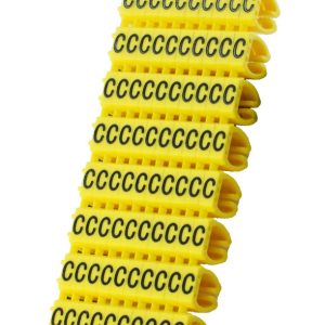 POWERTECH Clip αρίθμησης καλωδίου γράμμα C, Yellow, 10τεμ.