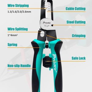 PROSKIT πολυλειτουργική πένσα απογύμνωσης καλωδίων CP-420, 5 σε 1, 225mm 3 225mm