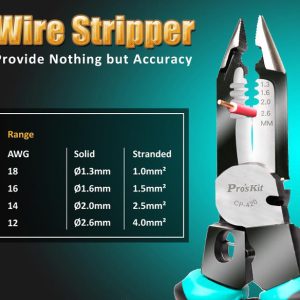 PROSKIT πολυλειτουργική πένσα απογύμνωσης καλωδίων CP-420, 5 σε 1, 225mm 4 CP 420 3