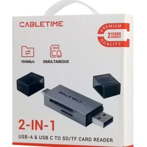 CABLETIME card reader CT-ACSD3-AG, SD/micro SD, USB/USB-C, 5Gbps, γκρι 3 USB/USB-C
