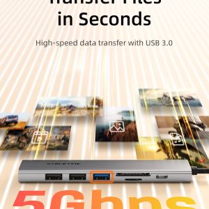 CABLETIME docking station CT-HBP2-AG7, 7 θυρών, USB-C, 4K, 100W, γκρι 4 4K