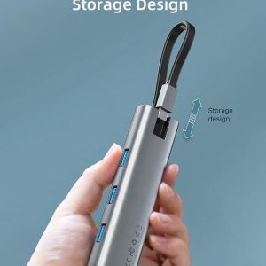 CABLETIME USB hub CT-HUBP4, 4x θυρών, 5Gbps, USB-C σύνδεση, γκρι 3 5Gbps